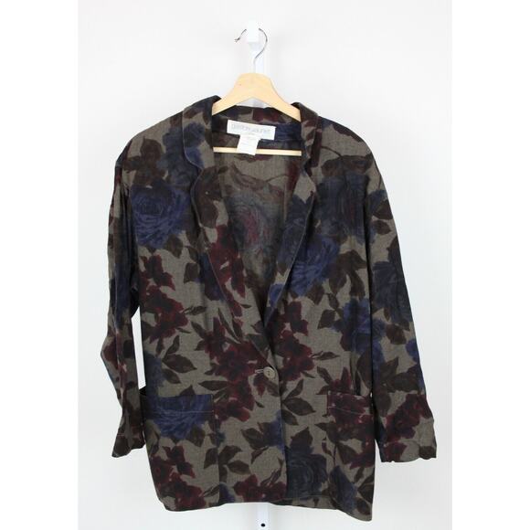 GASTON JAUNET FR 40 US 8 10 France VTG Wool Floral Oversize Blazer Jacket Artsy - Picture 1 of 8